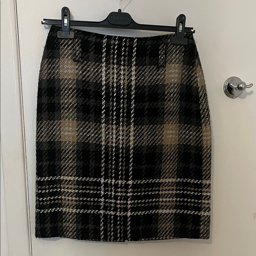 Gerry Weber Black and Tan Plaid Pencil Skirt